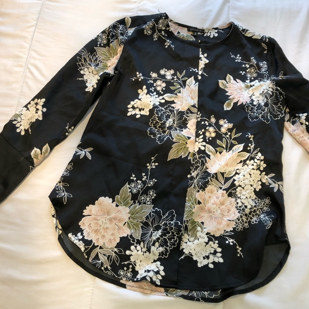 Dynamite Black Floral Blouse